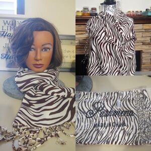 Tiger Striped Pashmina Brown & White